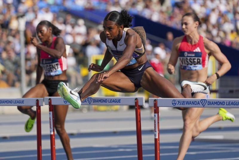 masai-russell-breaks-100m-hurdles-world-record-with-12-09-in-zurich